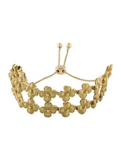 Pre-owned Bracelet 18k Flower Adjustable , 9.5" In Multi