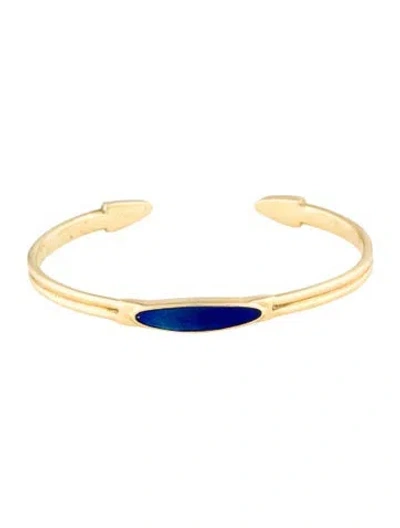 Pre-owned Bracelet 18k Glass Cuff , 6.75" In Blue