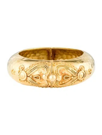Pre-owned Bracelet 18k Hammered & Granulated Cuff , 7" In Multi