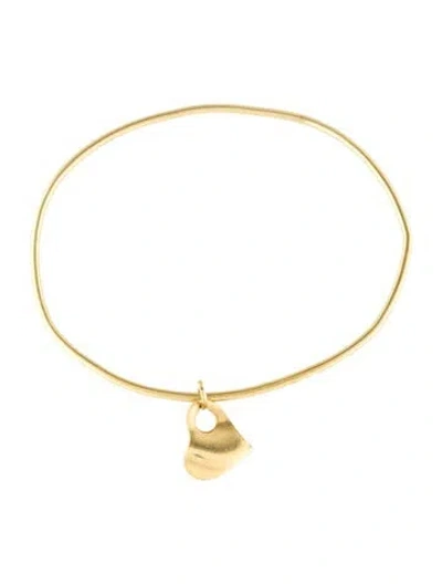 Pre-owned Bracelet 18k Heart Charm Bangle , 7.75" In Multi