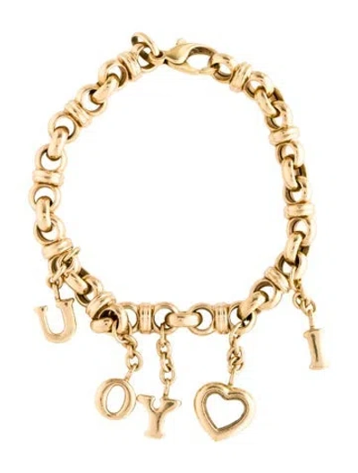 Pre-owned Bracelet 18k 'i Love You' Charm , 6.5" In Multi