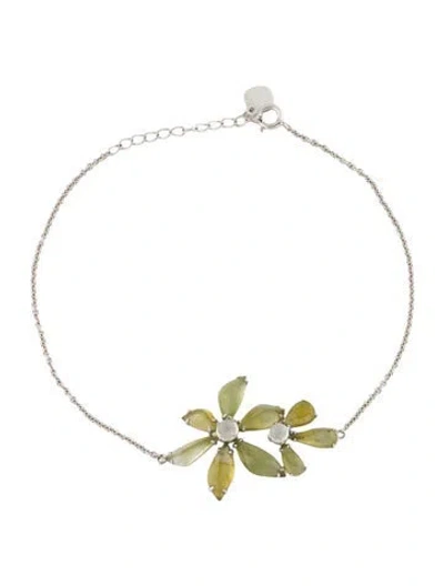Pre-owned Bracelet 18k Jadeite Flower , 7.25" In Multi