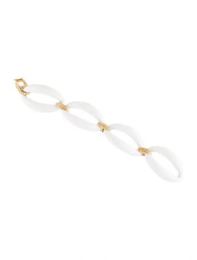 Pre-owned Bracelet 18k Jasper & Diamond Link , 7.5" In Multi