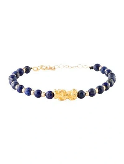 Pre-owned Bracelet 18k Lapis Lazuli Bead , 7.5" In Multi
