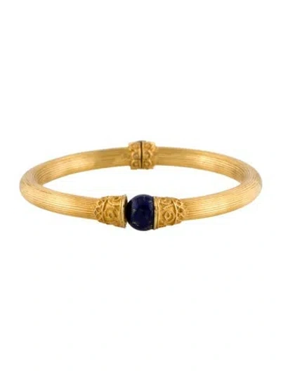 Pre-owned Bracelet 18k Lapis Lazuli Hinged Bangle , 6.75" In Multi