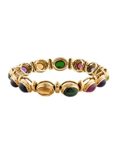 Pre-owned Bracelet 18k Multi-stone & Diamond Link , 7"