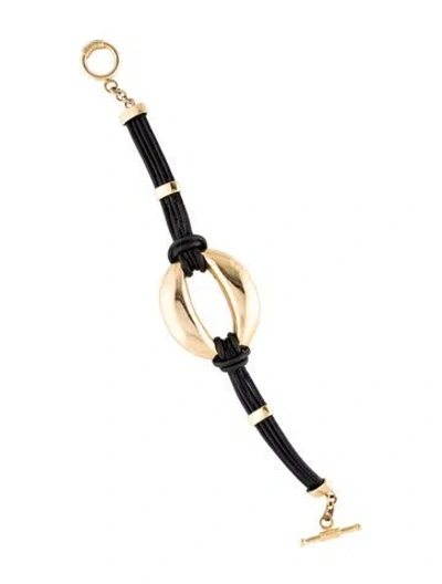 Pre-owned Bracelet 18k Oval Leather , 6.25" In Multi