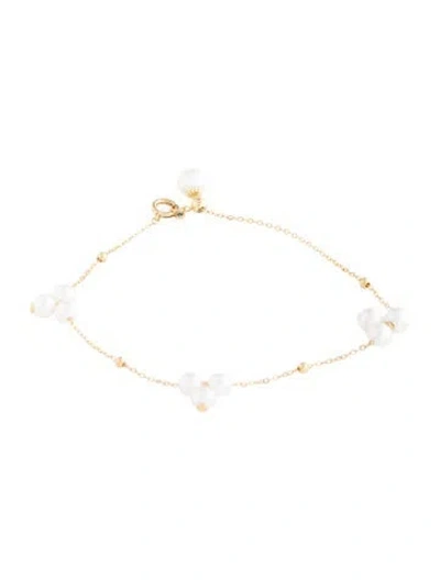Pre-owned Bracelet 18k Pearl & Synthetic Spinel Station , 6.25" In Multi