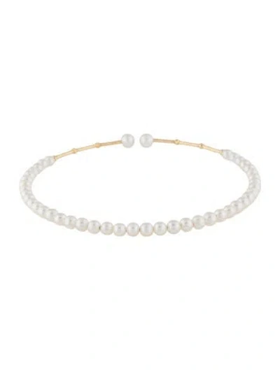 Pre-owned Bracelet 18k Pearl Cuff , 6.75" In Multi