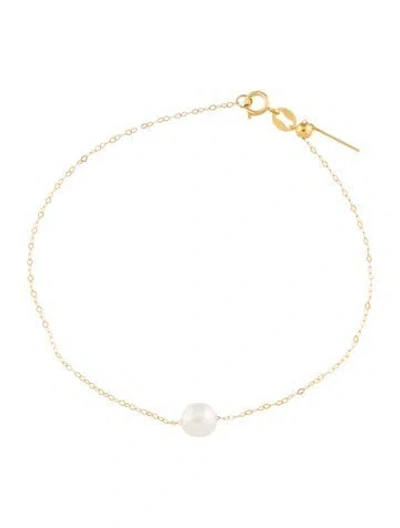 Pre-owned Bracelet 18k Pearl Station Adjustable , 7.25" In Multi