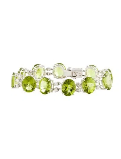 Pre-owned Bracelet 18k Peridot & Diamond Link  In Multi