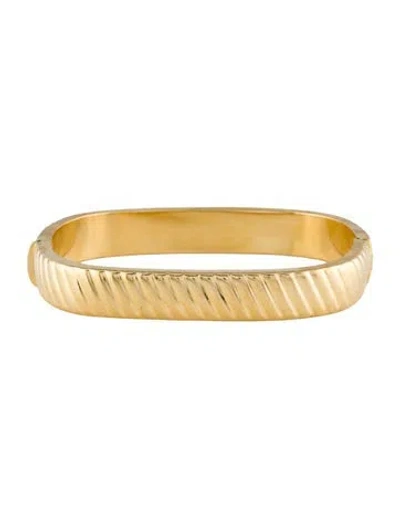 Pre-owned Bracelet 18k Ridged Square Bangle, 7.25" In Multi