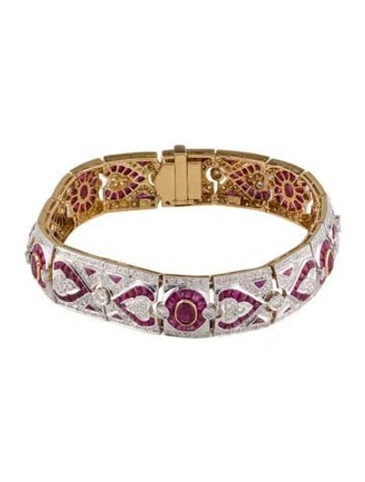 Pre-owned Bracelet 18k Ruby & Diamond Link , 6.75" In Multi