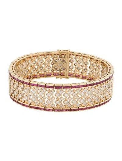 Pre-owned Bracelet 18k Ruby & Diamond Link , 6.75" In Multi