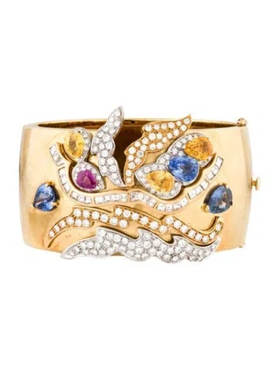 Pre-owned Bracelet 18k Ruby, Sapphire & Diamond Bangle , 7.5" In Multi