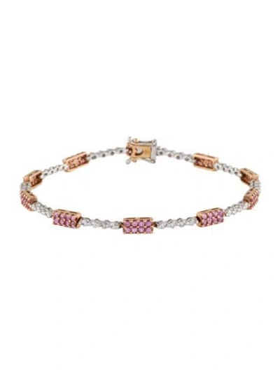 Pre-owned Bracelet 18k Sapphire & Diamond Link , 6.5" In Multi