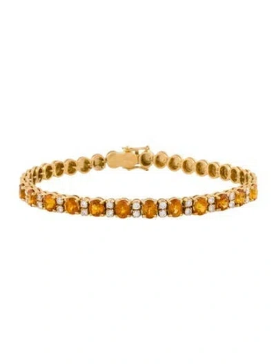 Pre-owned Bracelet 18k Sapphire & Diamond Link , 6.75" In Multi