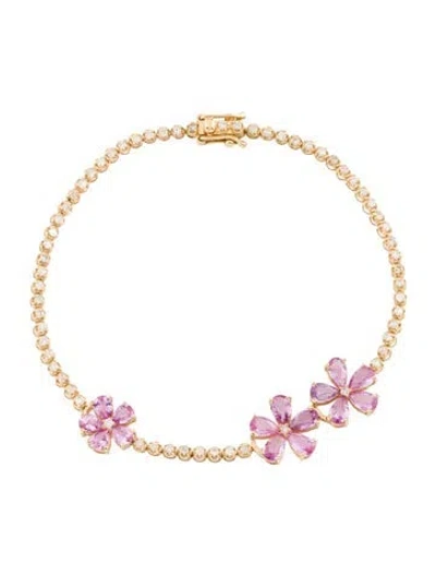 Pre-owned Bracelet 18k Sapphire & Diamond Link , 7" In Multi