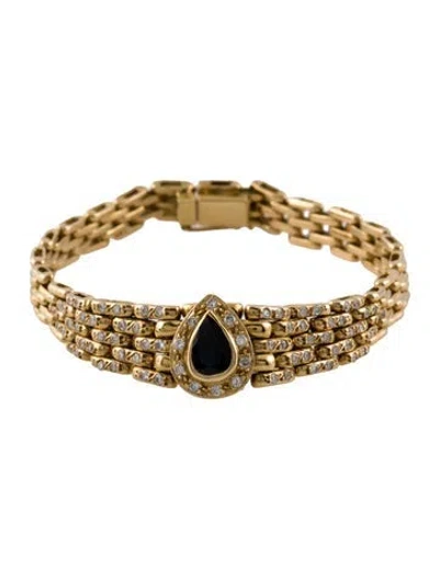 Pre-owned Bracelet 18k Sapphire & Diamond Link , 7" In Multi