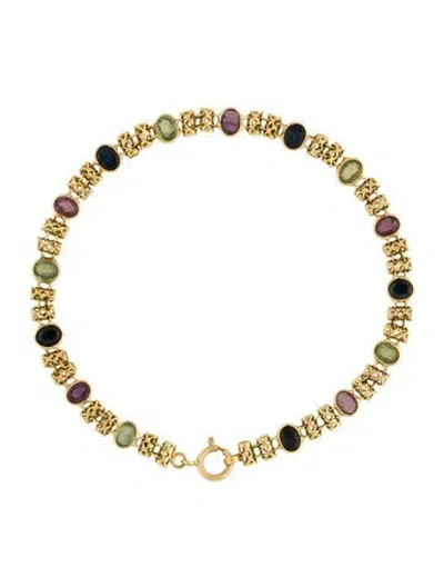 Pre-owned Bracelet 18k Sapphire & Ruby Station , 6.75" In Multi