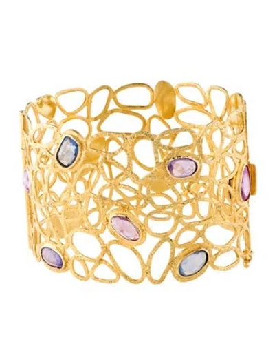 Pre-owned Bracelet 18k Sapphire Bangle , 6.5" In Multi