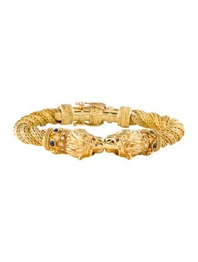 Pre-owned Bracelet 18k Sapphire, Ruby & Diamond Animal Bangle , 6.5" In Multi