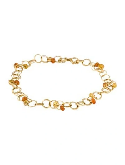 Pre-owned Bracelet 18k Spessartine Garnet & Sapphire Bead Link , 8.5" In Multi