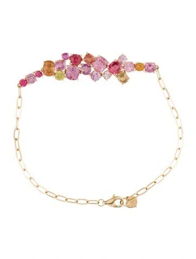 Pre-owned Bracelet 18k Spinel, Zircon & Sapphire Link , 7.25" In Multi