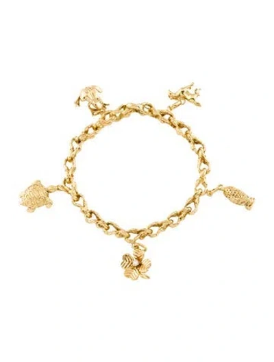 Pre-owned Bracelet 18k Textured Charm , 7" In Multi
