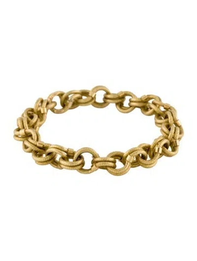 Pre-owned Bracelet 18k Textured Double Link Charm , 6.5" In Multi