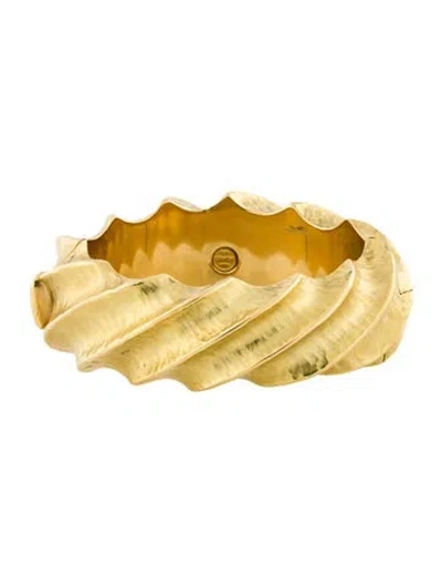Pre-owned Bracelet 18k Textured Wavy Bangle , 6.5" In Multi