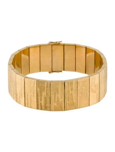 Pre-owned Bracelet 18k Textured Wide Link , 6.75" In Multi