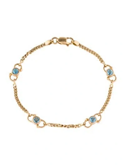 Pre-owned Bracelet 18k Topaz Station , 6" In Multi