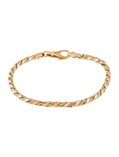Pre-owned Bracelet 18k Tricolor Twist Chain Link , 7" In Multi