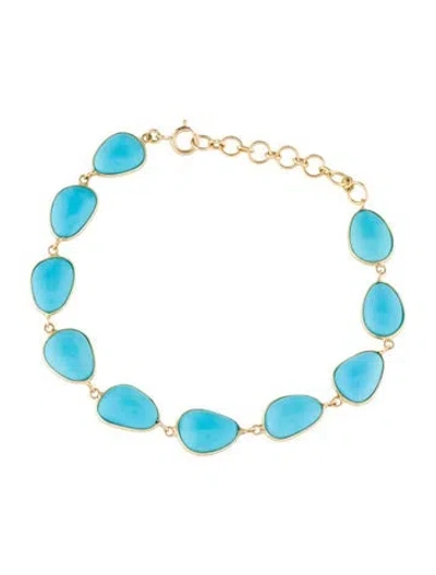 Pre-owned Bracelet 18k Turquoise Link , 6.5" In Multi