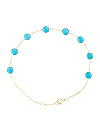 Pre-owned Bracelet 18k Turquoise Station , 7.5" In Multi