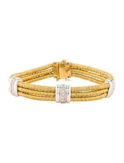 Pre-owned Bracelet 18k Two-tone Diamond Coiled Multi-strand , 7"