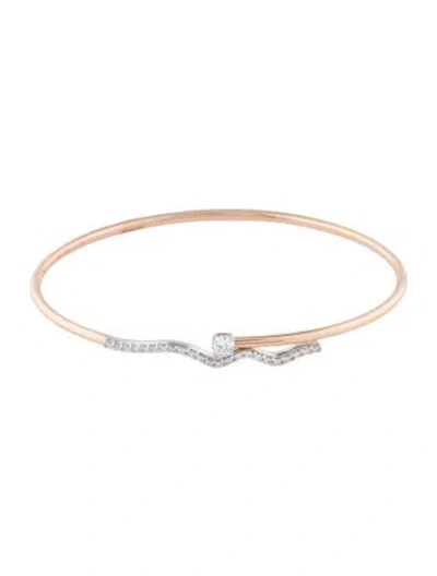 Pre-owned Bracelet 18k Two-tone Diamond Cuff , 6.75" In Multi