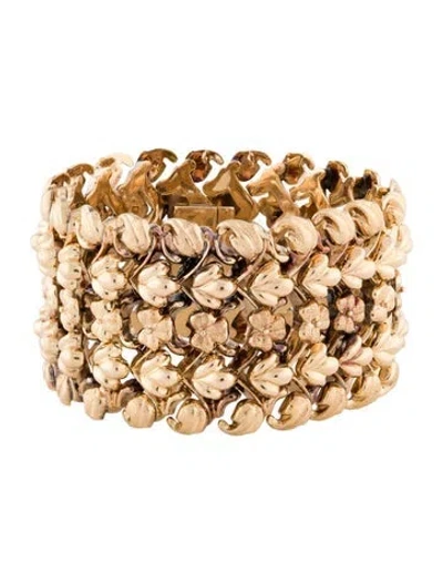 Pre-owned Bracelet 18k Vintage Wide Link , 7" In Multi