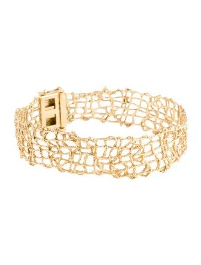 Pre-owned Bracelet 18k Woven Basket Bangle, 6.75" In Multi