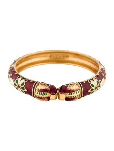 Pre-owned Bracelet 22k Enamel Elephant Bangle , 7.25" In Multi