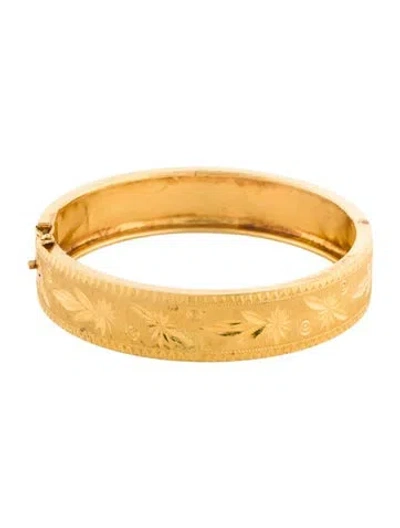 Pre-owned Bracelet 22k Flower Hinged Bangle , 7" In Multi