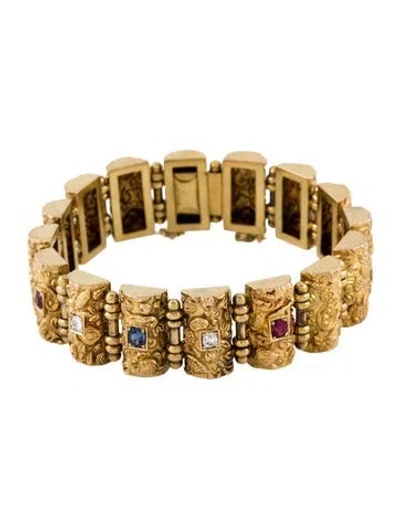 Pre-owned Bracelet 22k Sapphire, Ruby & Diamond Etruscan Link , 6.75" In Multi