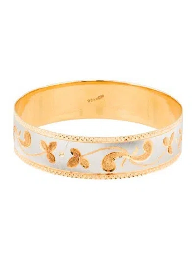 Pre-owned Bracelet 22k Two-tone Etched Bangle, 7.5" In Multi