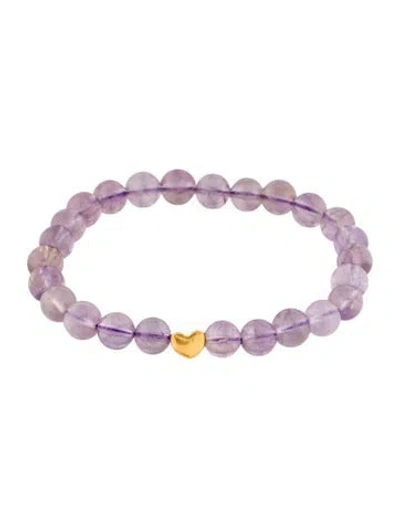 Pre-owned Bracelet 24k Amethyst Bead , 6" In Multi