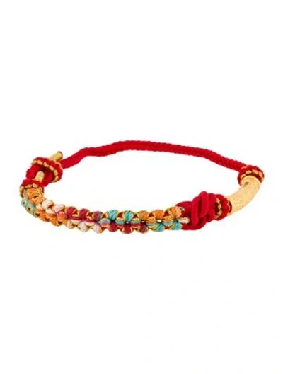 Pre-owned Bracelet 24k Bead Adjustable Cord Wrap  In Multi