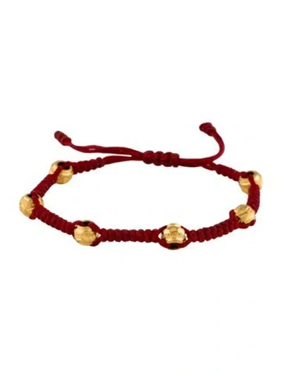 Pre-owned Bracelet 24k Bead Station Cord  In Red