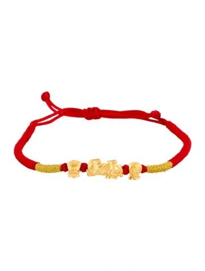 Pre-owned Bracelet 24k Charm Cord  In Red
