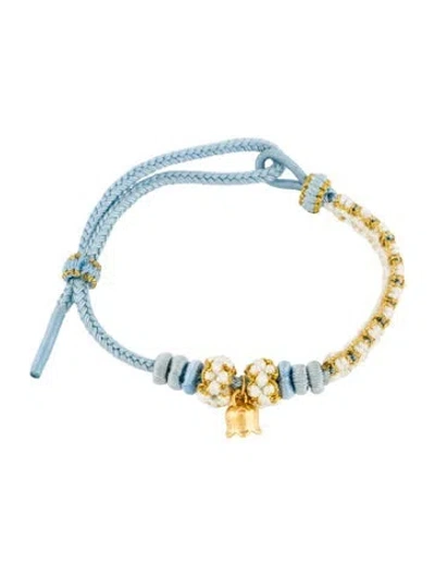 Pre-owned Bracelet 24k Cord Flower Charm Adjustable  In Multi