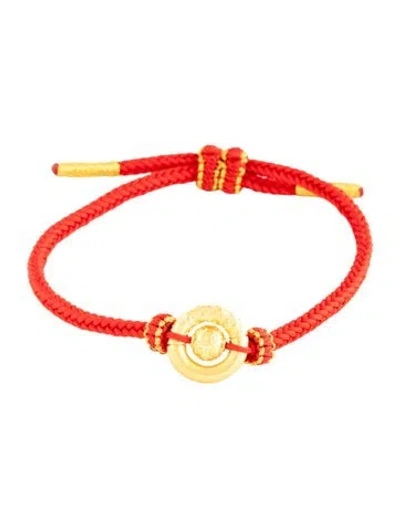 Pre-owned Bracelet 24k Cord Station Wrap , 6.25" In Red